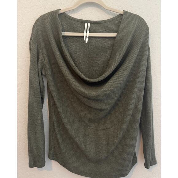 By Anthropologie Winterscape Olive Green Cowl Neck Peplum Sweater Top XS - Picture 1 of 4